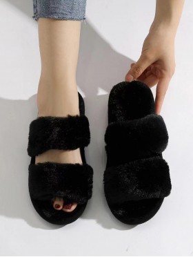 Open Toe Soft Plush Plush Non Slip Slippers (6 Pairs)